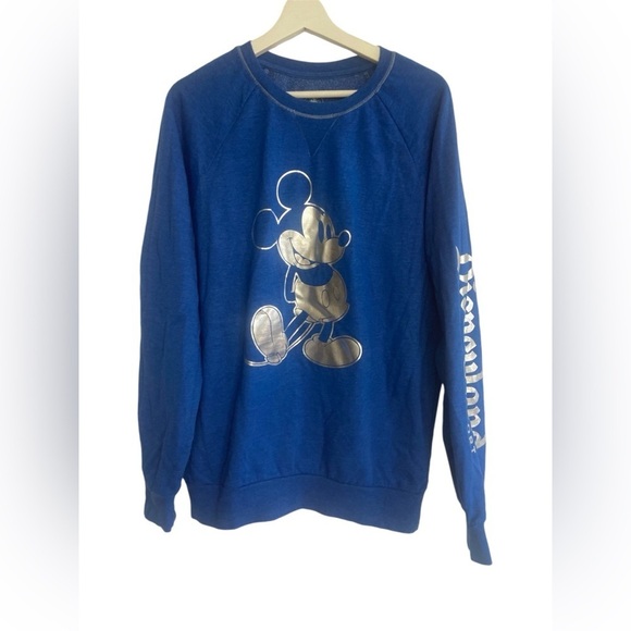 Walt Disney World Crewneck Mickey Sweatshirt Silver Blue Size Large - Picture 1 of 13
